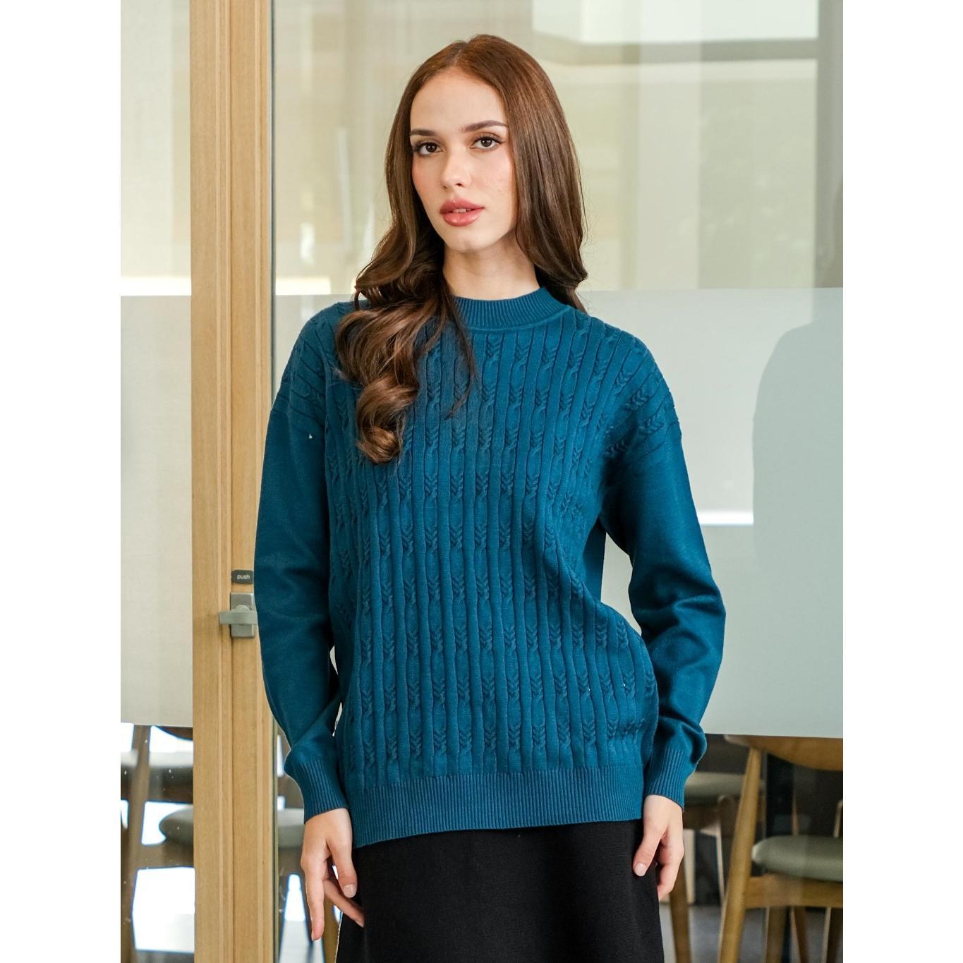 Asiro Violet Top Knitted Outerwear Pakaian Atasan Wanita