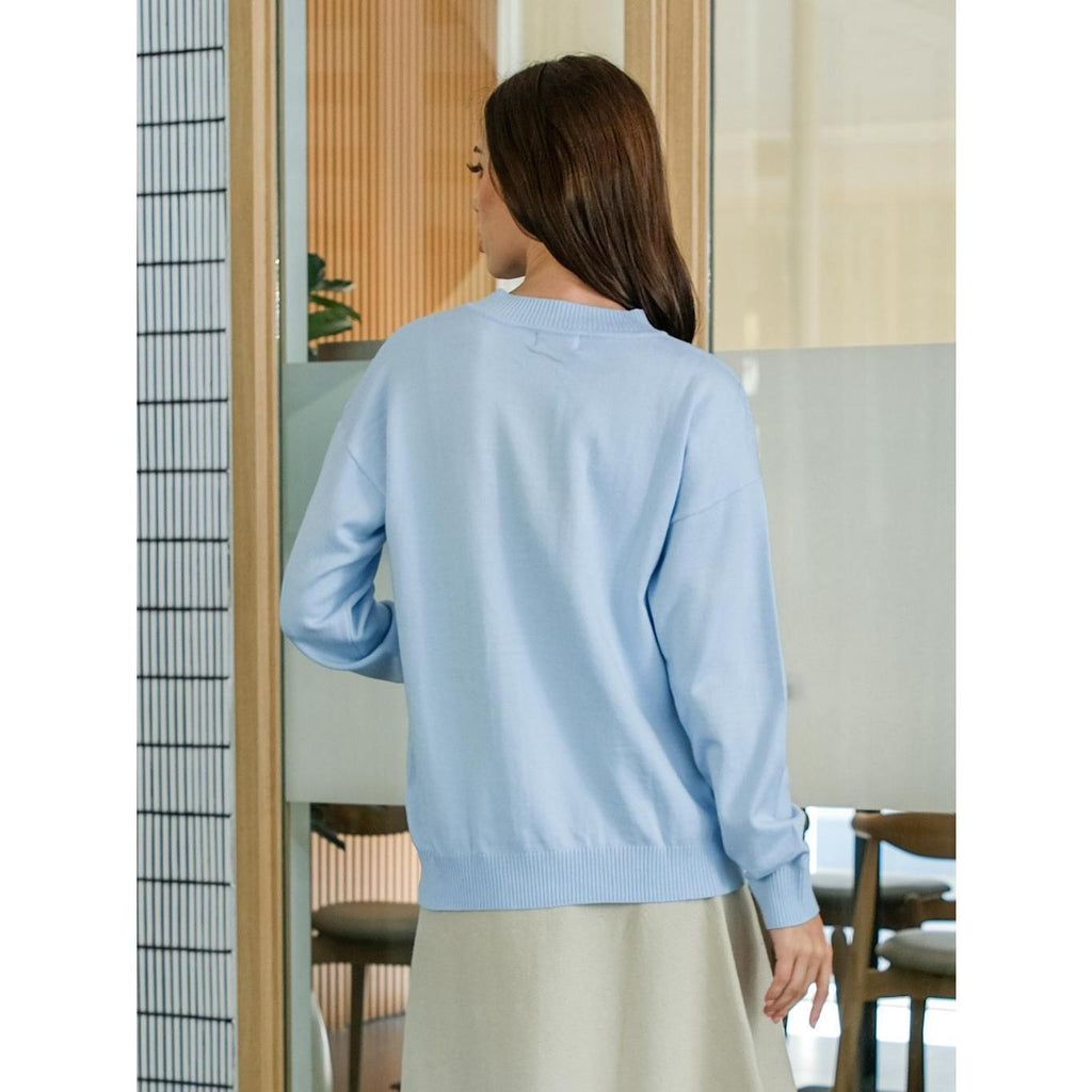 Asiro Violet Top Knitted Outerwear Pakaian Atasan Wanita