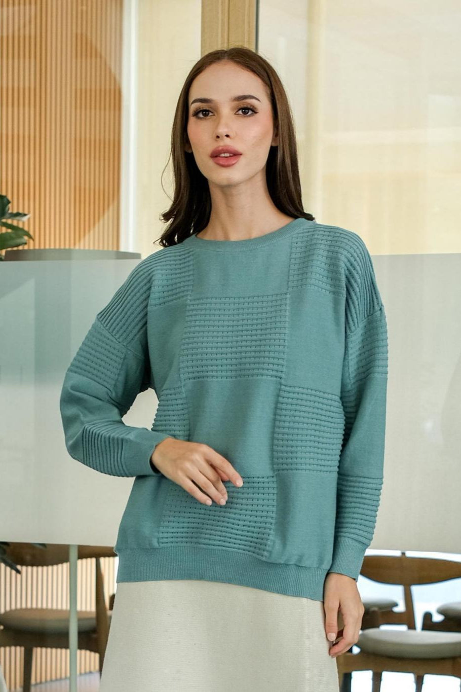 Asiro Mevi Top Knitted Outerwear Pakaian Atasan Wanita