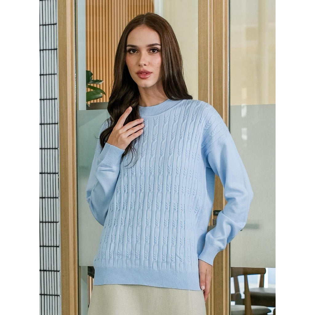 Asiro Violet Top Knitted Outerwear Pakaian Atasan Wanita