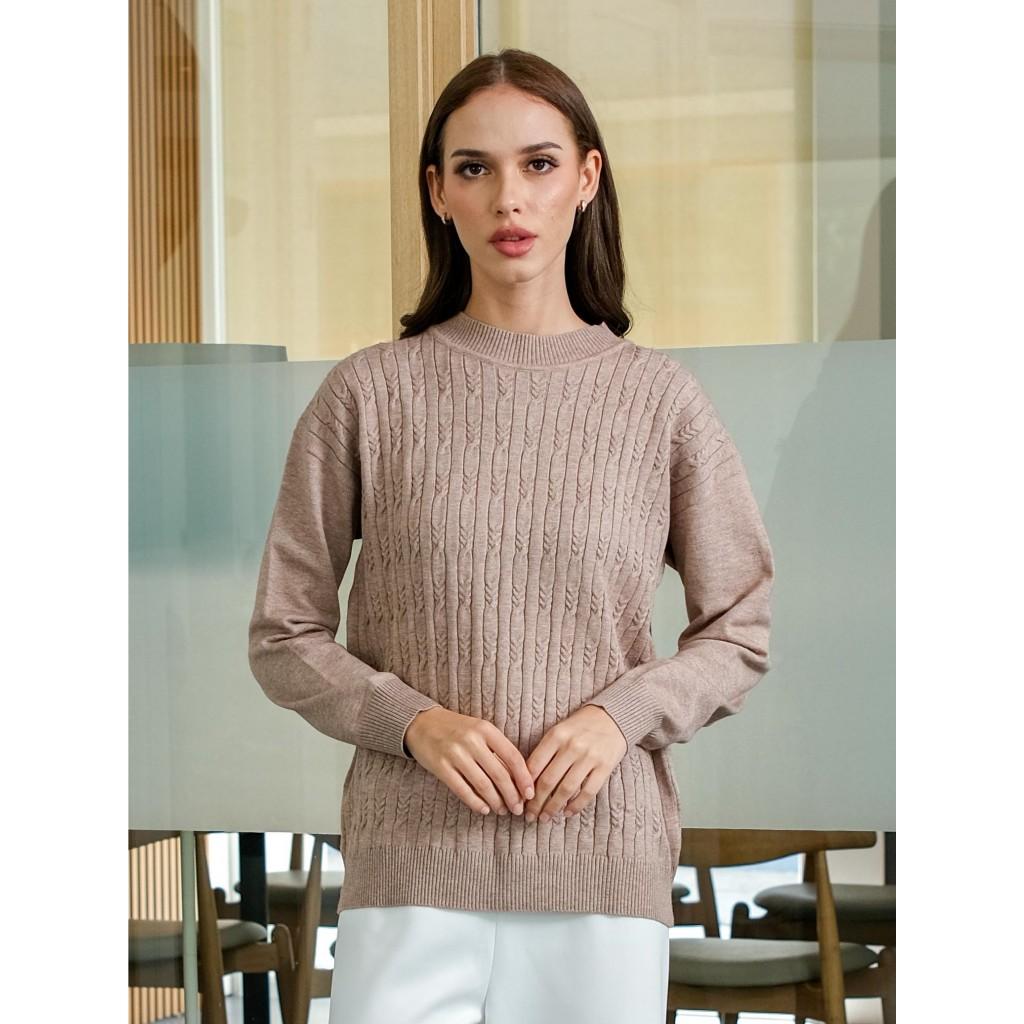 Asiro Violet Top Knitted Outerwear Pakaian Atasan Wanita
