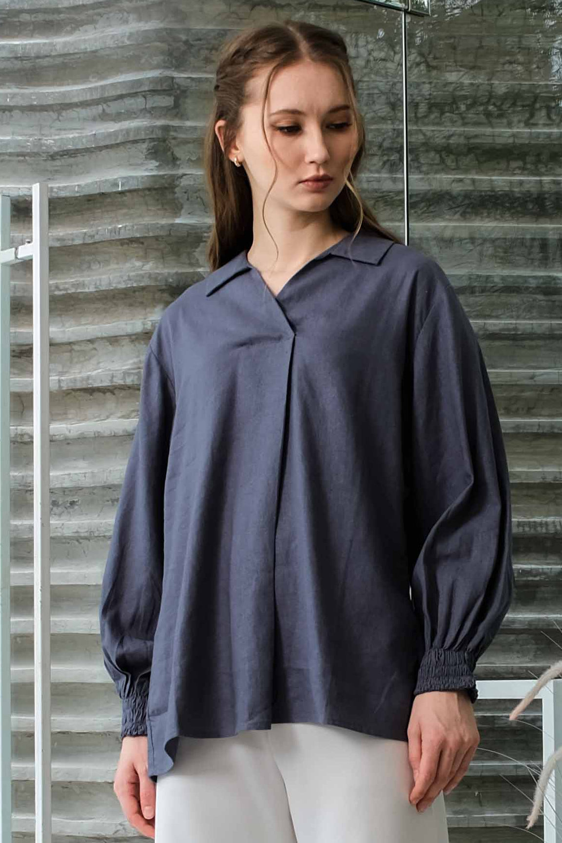 Asiro Okta Top Blus Linen