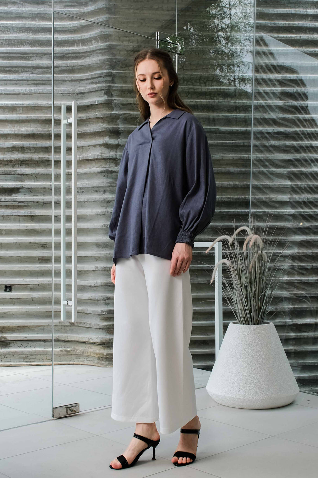 Asiro Okta Top Blus Linen