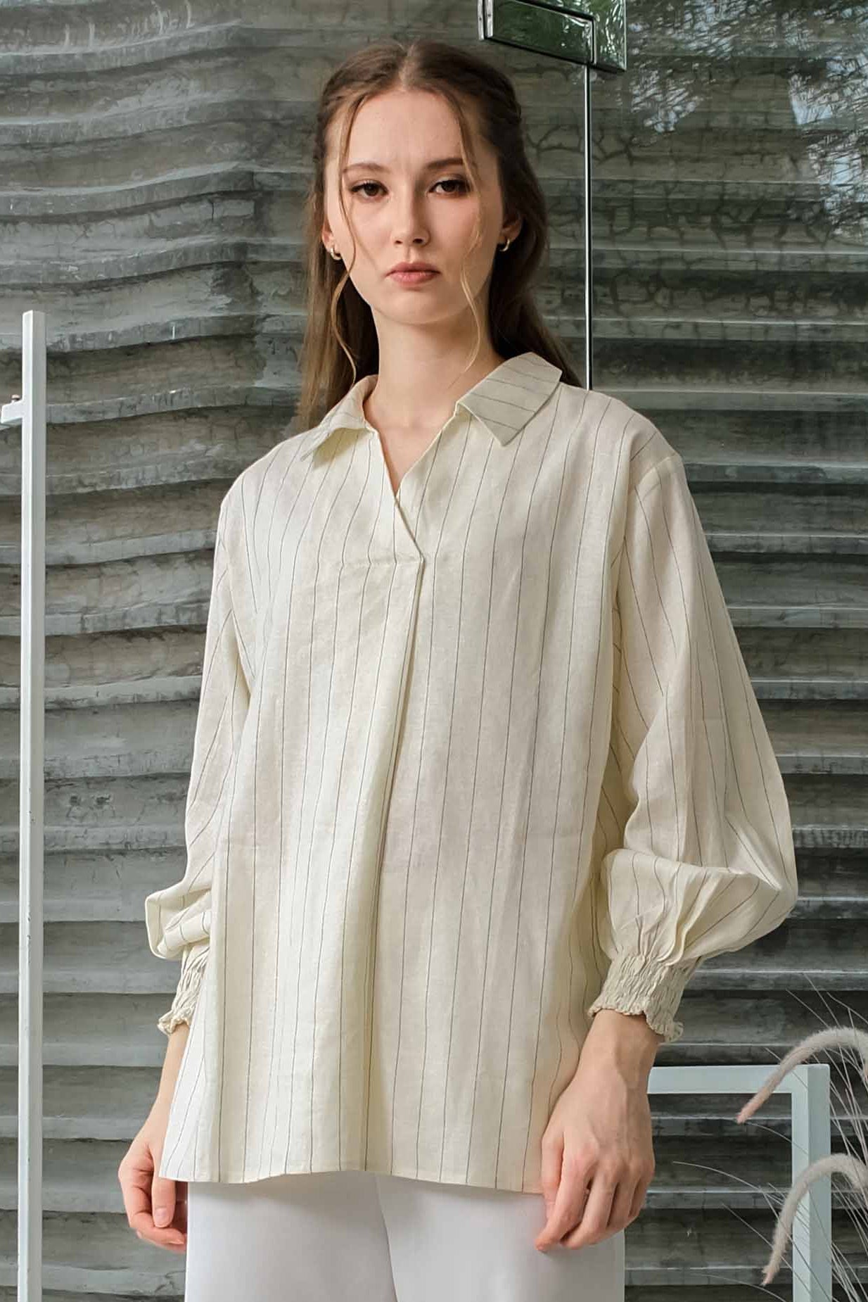 Asiro Okta Top Blus Linen