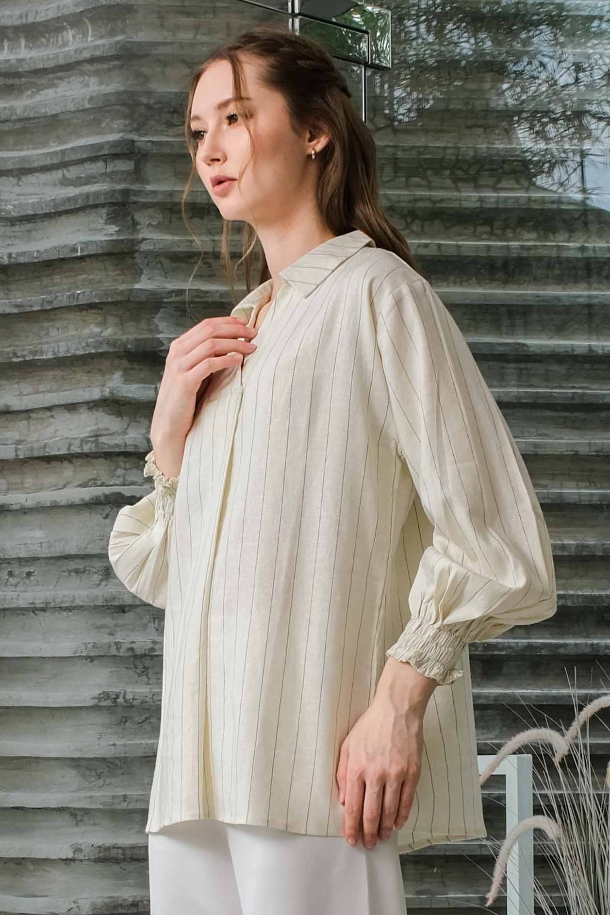 Asiro Okta Top Blus Linen
