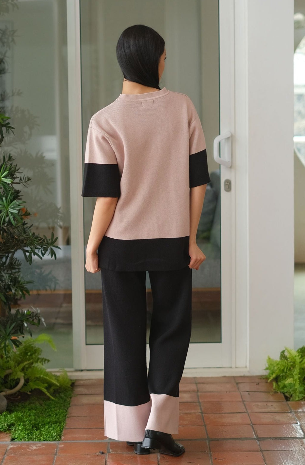 Naomi Knitted Blouse Dusty Pink Anneth Knitted Pants Black