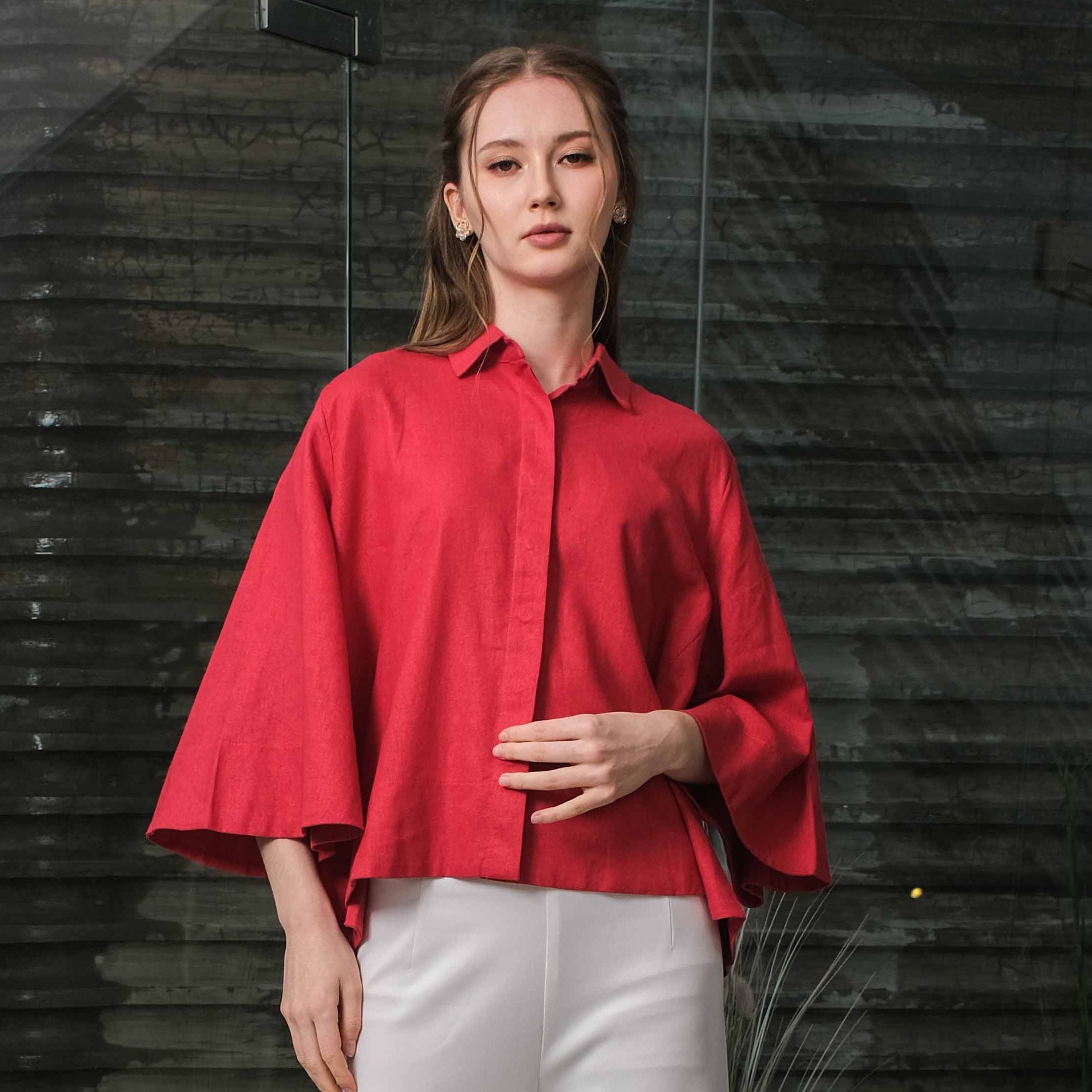 Asiro Kyo Linen Blouse Kemeja Atasan Wanita