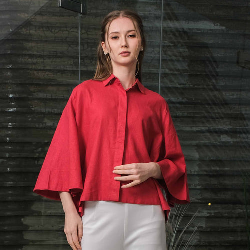 Asiro Kyo Linen Blouse Kemeja Atasan Wanita