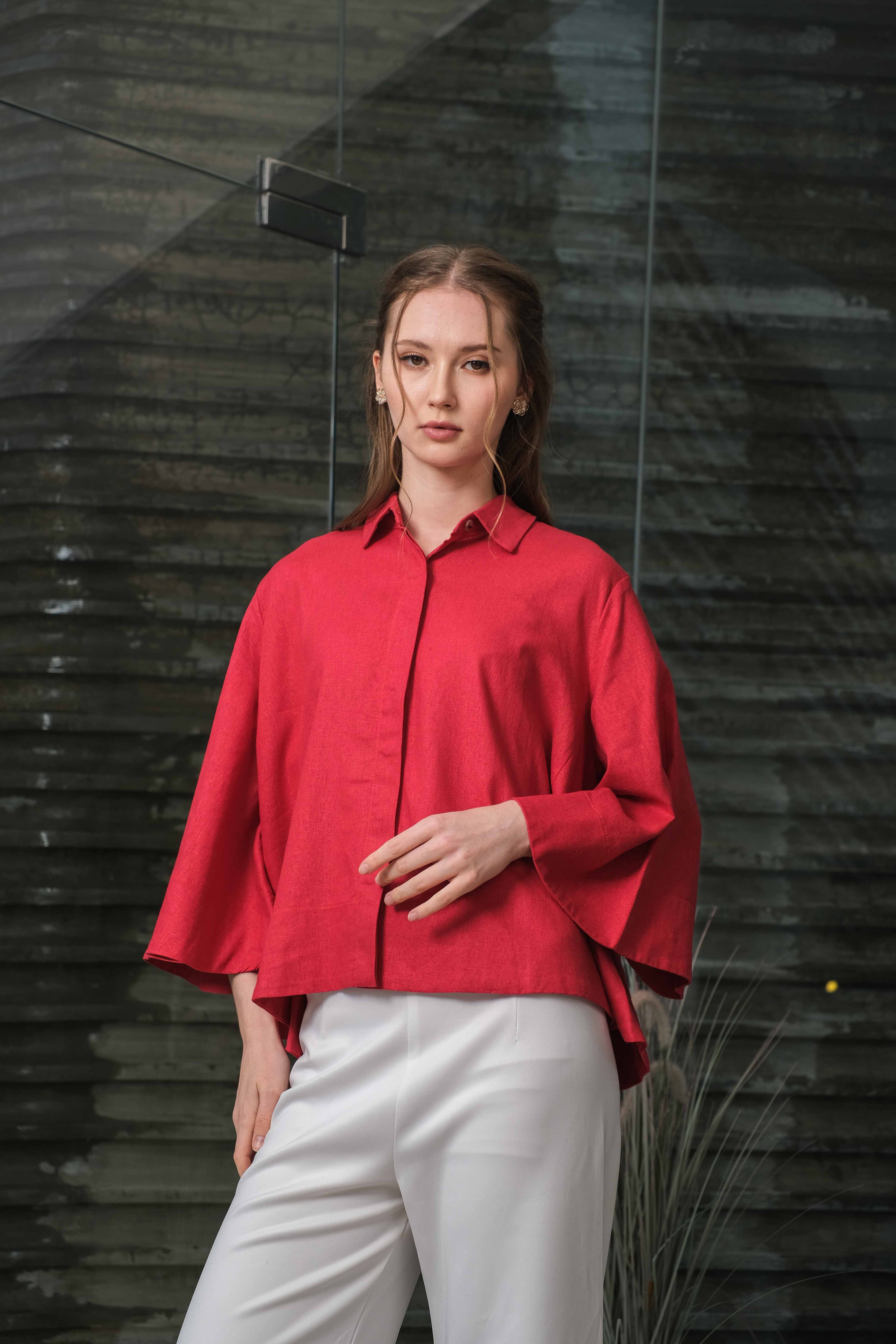Asiro Kyo Linen Blouse Kemeja Atasan Wanita