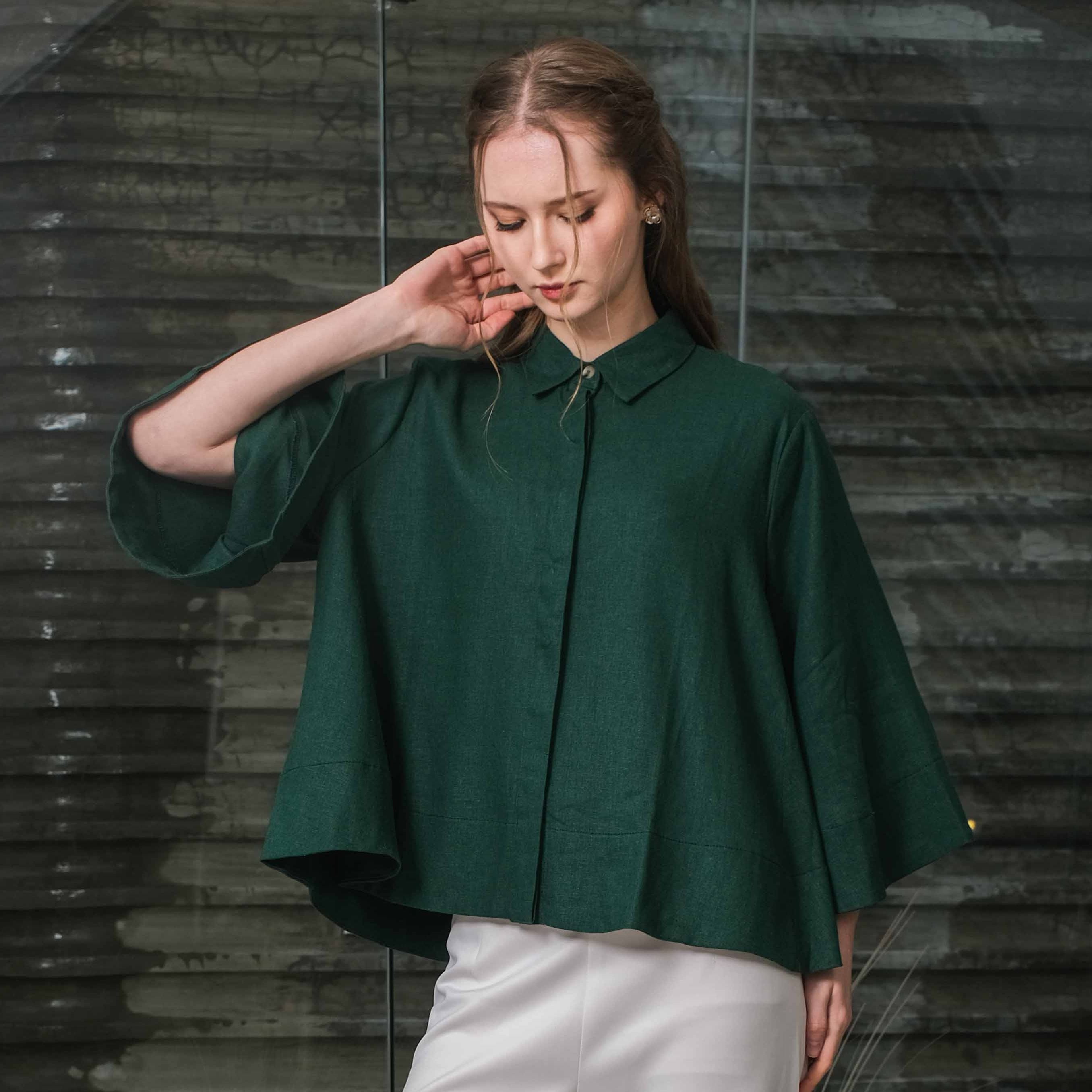 Asiro Kyo Linen Blouse Kemeja Atasan Wanita