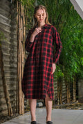 Asiro Ester Linen Dress Wanita Motif Kotak-Kotak