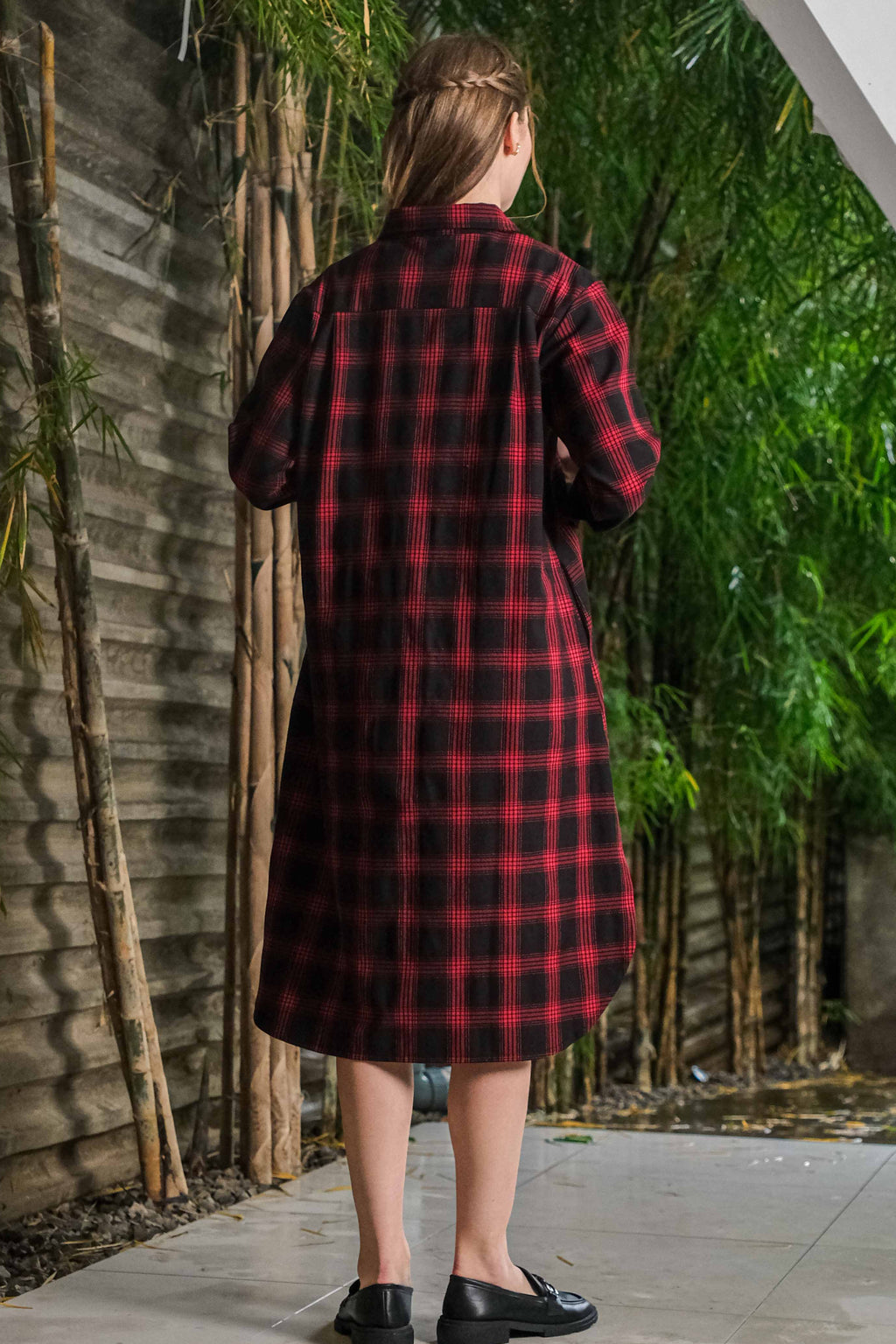 Asiro Ester Linen Dress Wanita Motif Kotak-Kotak