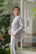Ciara Knitted Blouse Caden Knitted Pants Cerulean