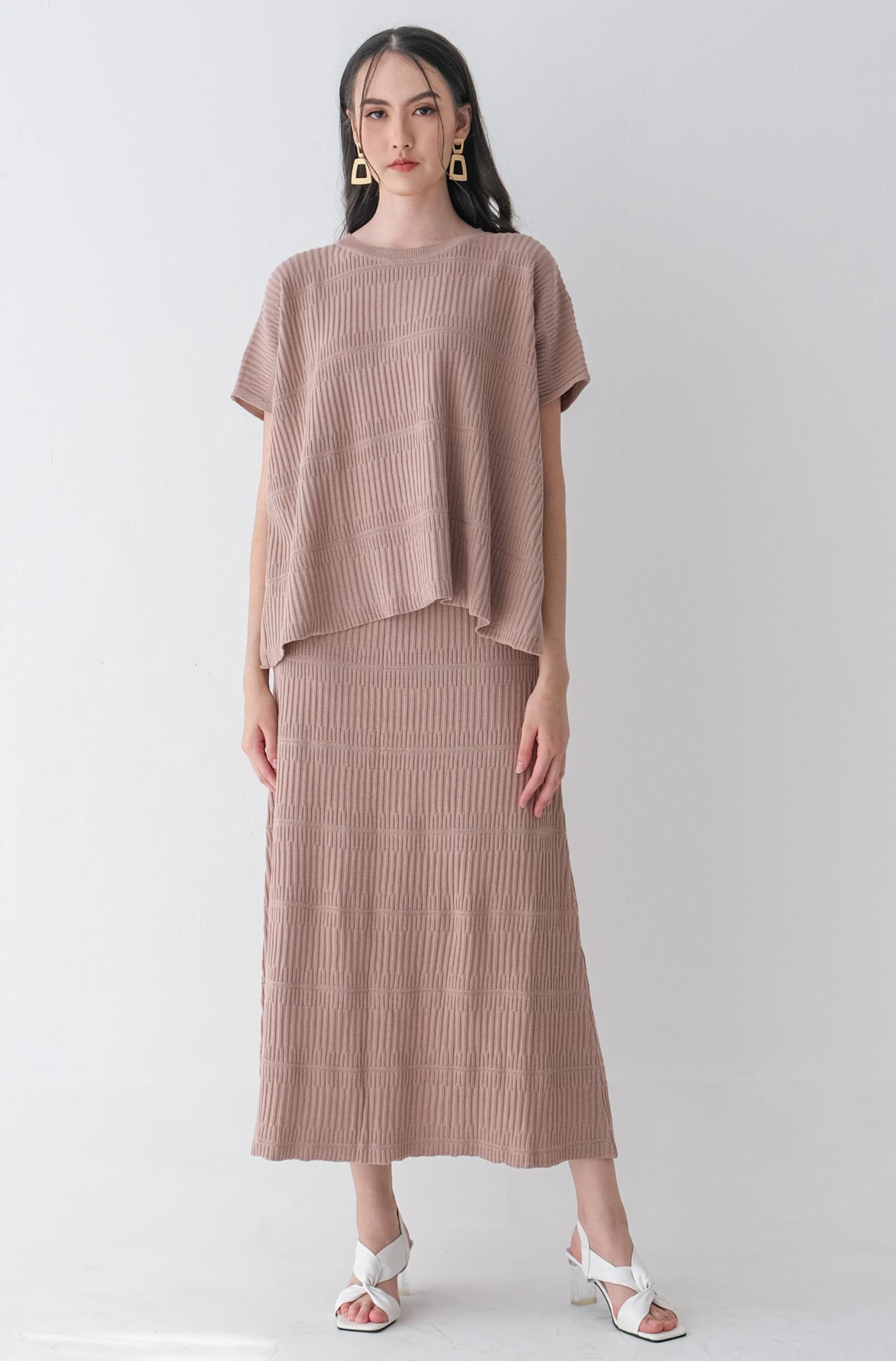 Asiro Arsa Knitted Blouse Hazel Knitted Skirt Sets Wanita