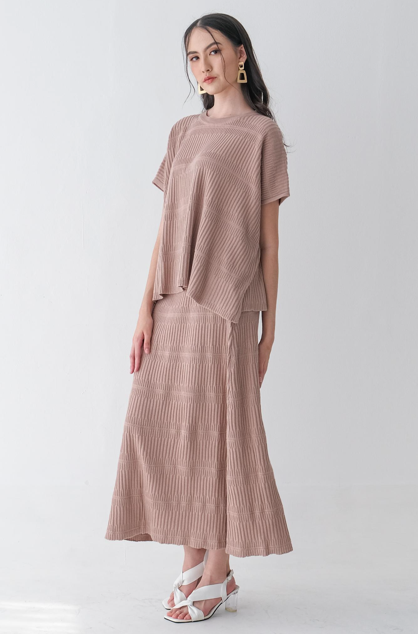Asiro Arsa Knitted Blouse Hazel Knitted Skirt Sets Wanita