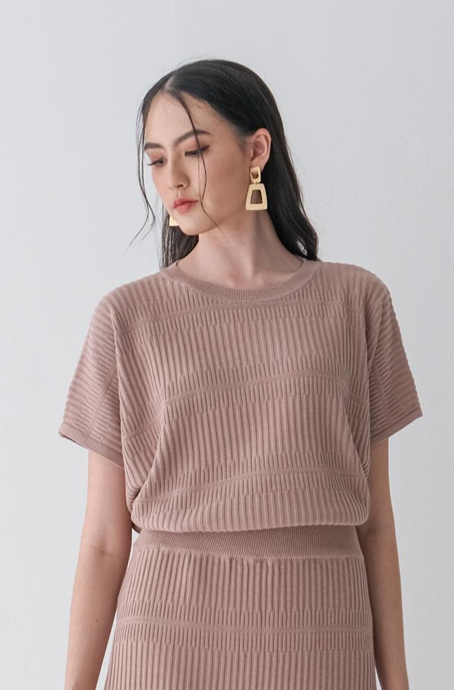 Asiro Arsa Knitted Blouse Hazel Knitted Skirt Sets Wanita