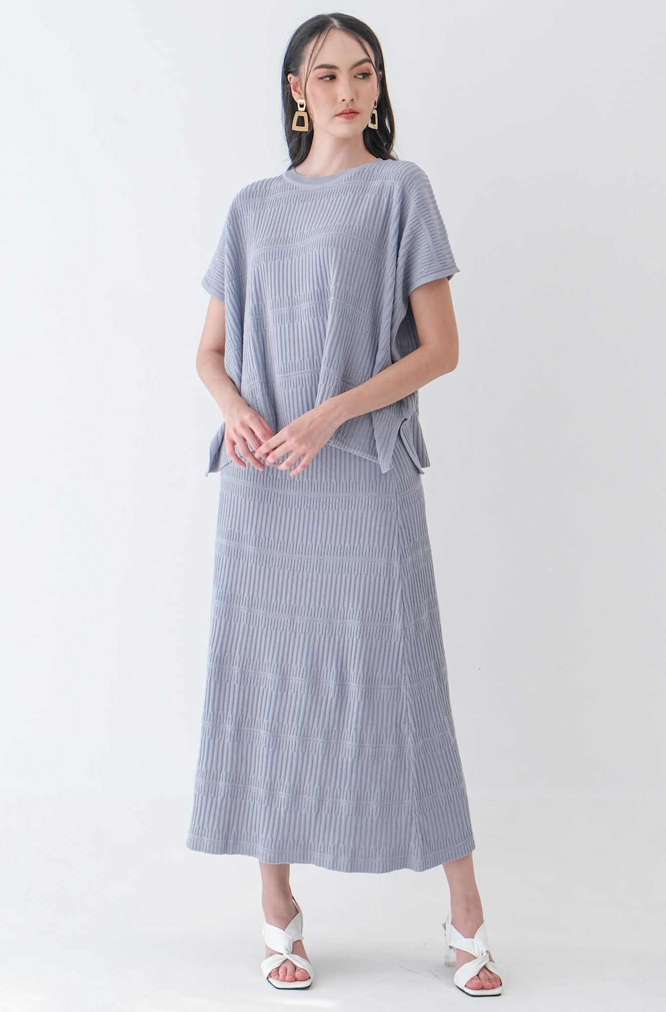 Asiro Arsa Knitted Blouse Hazel Knitted Skirt Sets Wanita