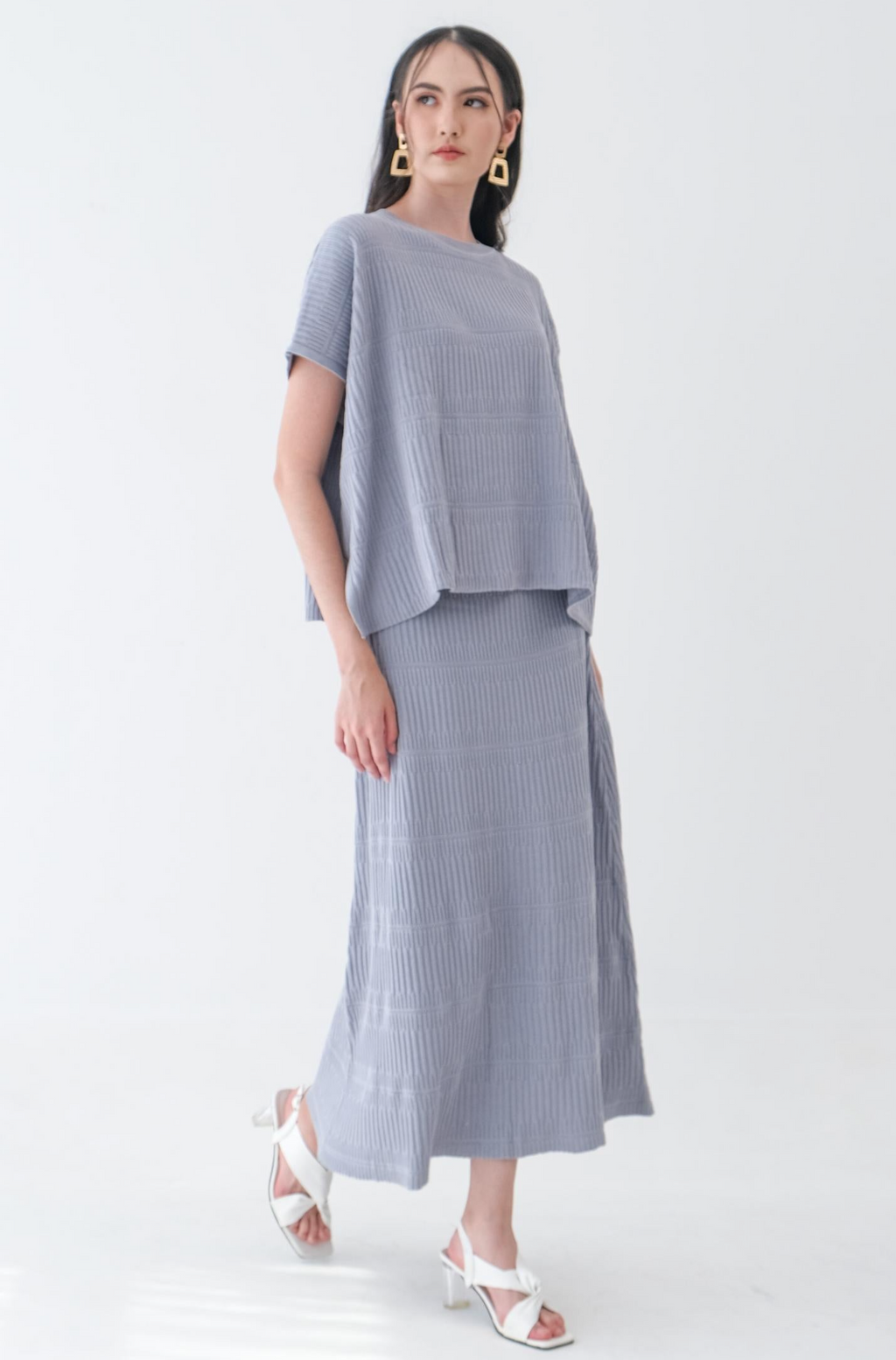 Asiro Arsa Knitted Blouse Hazel Knitted Skirt Sets Wanita