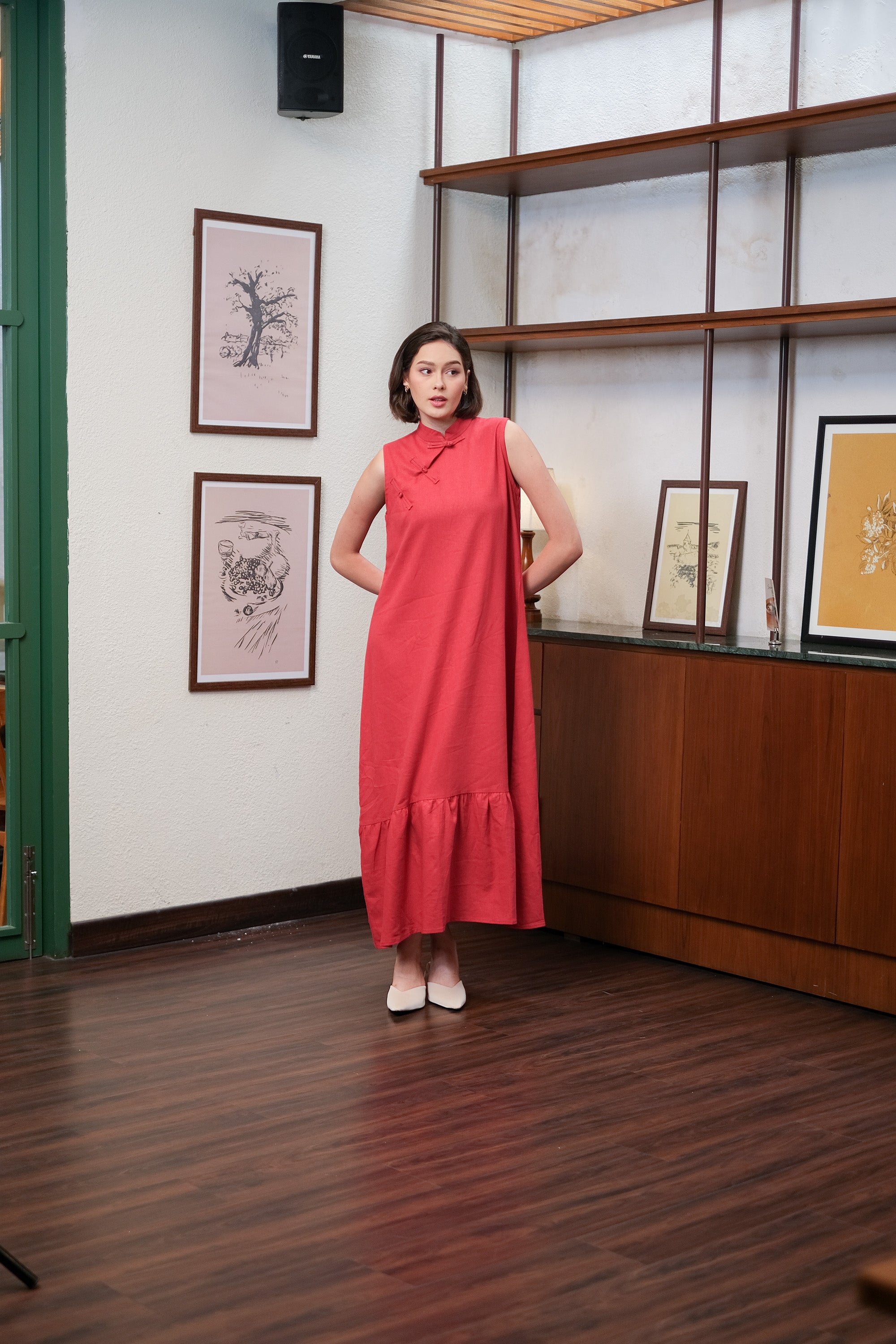 Asiro Vanya Dress Pakaian Wanita Tanpa Lengan Linen