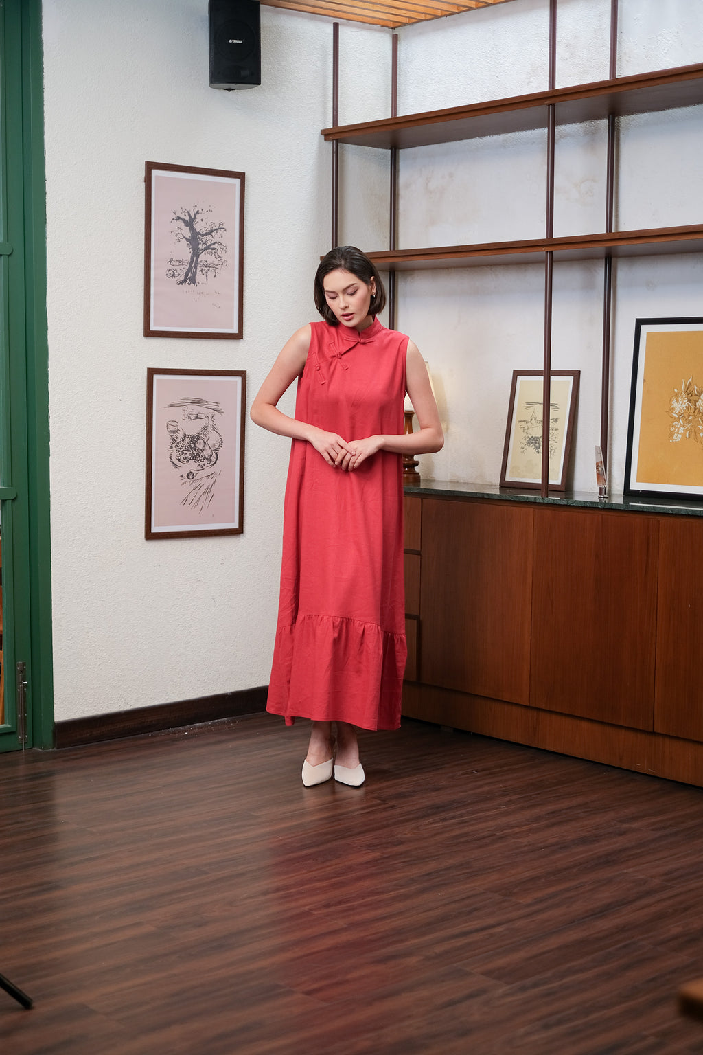 Asiro Vanya Dress Pakaian Wanita Tanpa Lengan Linen