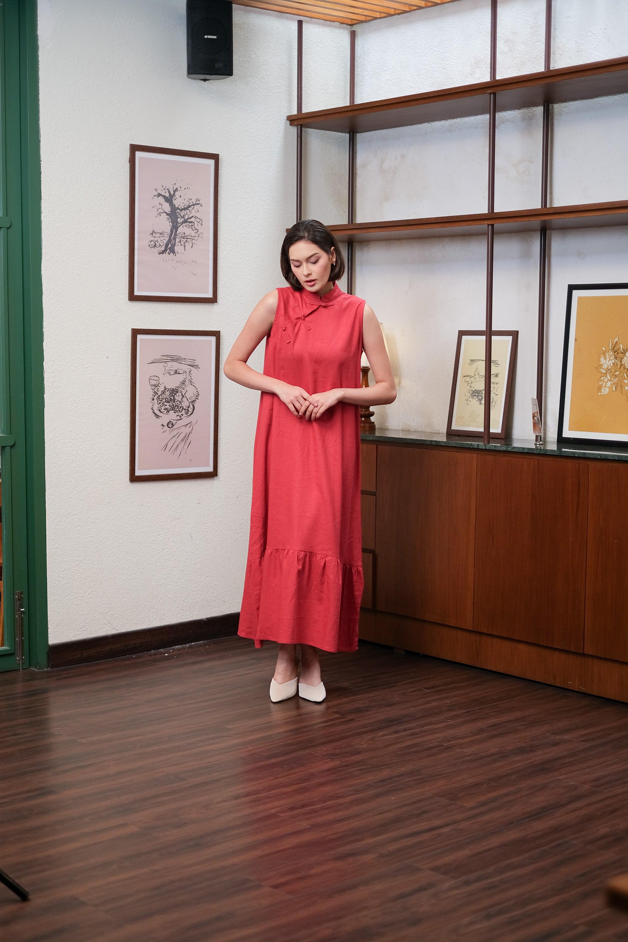 Asiro Vanya Dress Pakaian Wanita Tanpa Lengan Linen