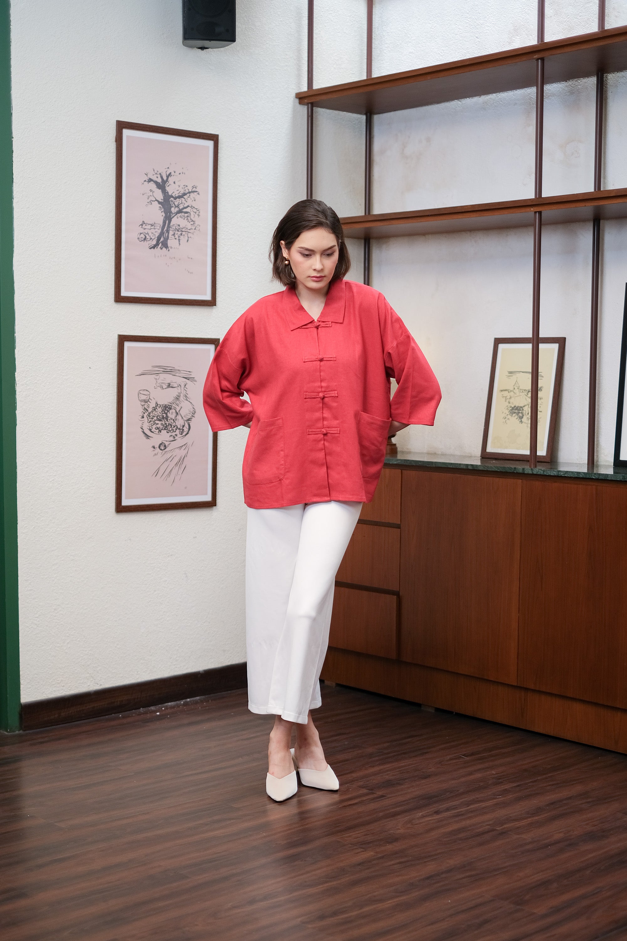 Asiro Kiya Kemeja Blouse Pakaian Atasan Wanita Linen