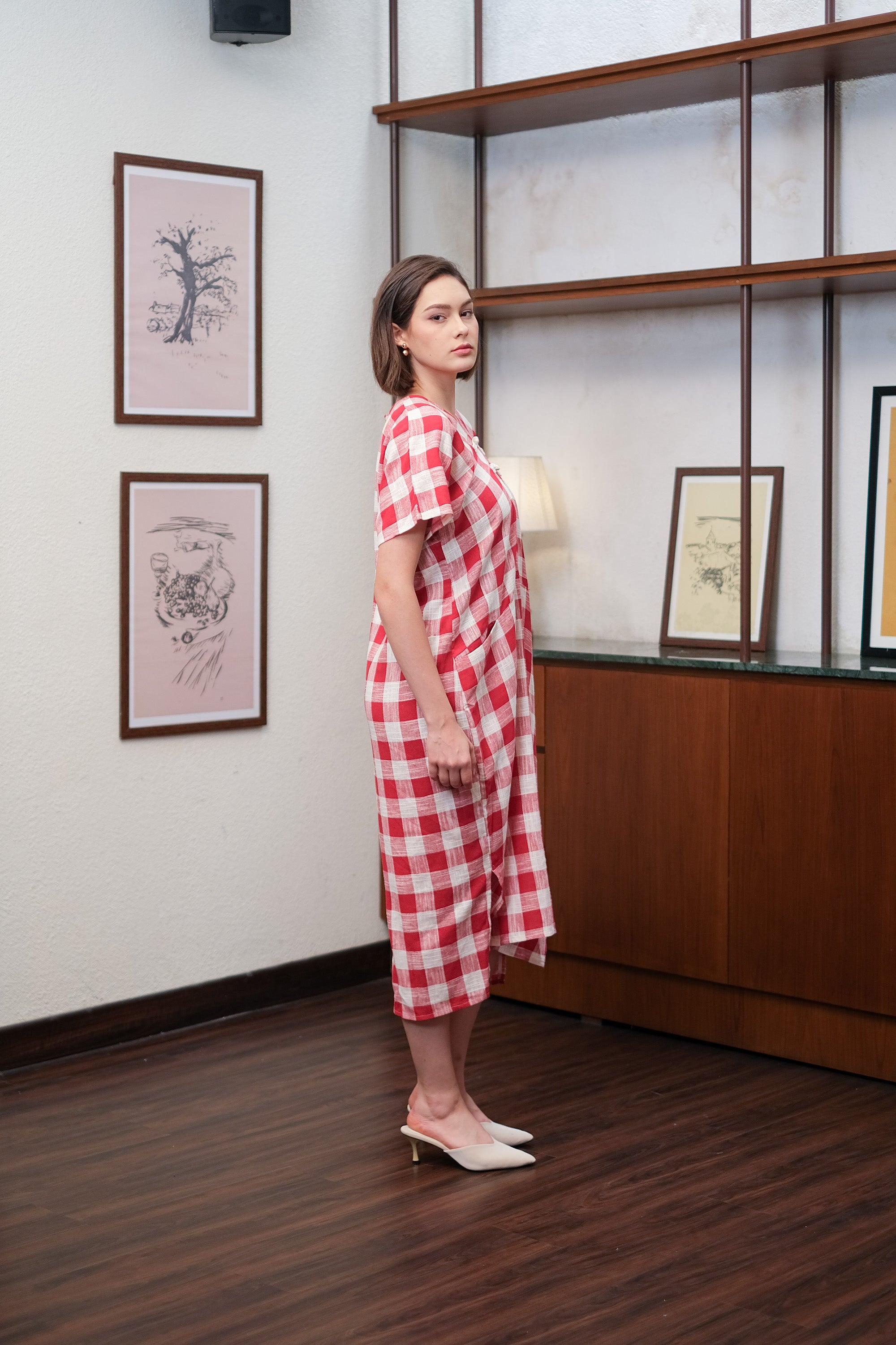Asiro Arshy Dress Pakaian Wanita Linen Lengan Pendek