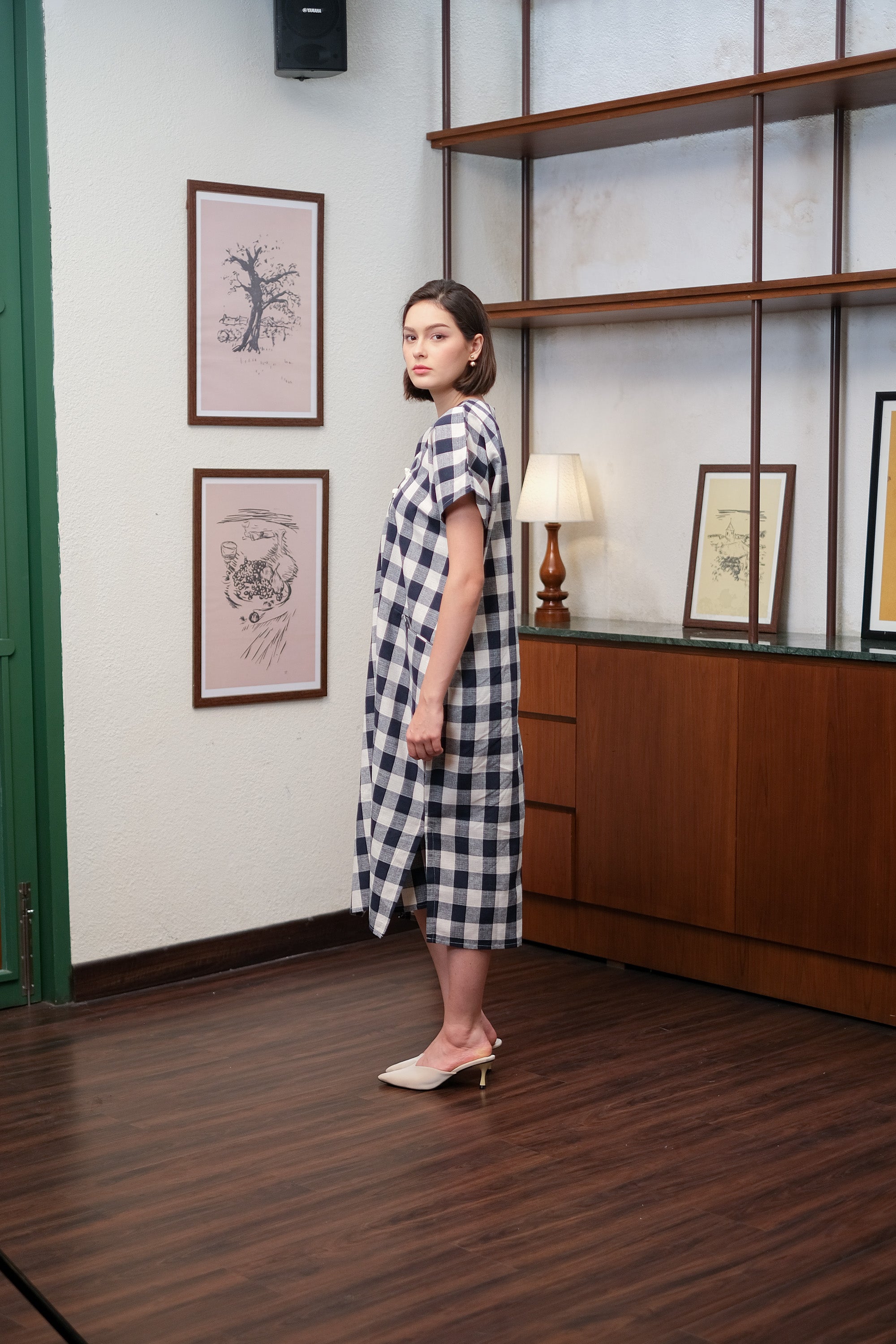 Asiro Arshy Dress Pakaian Wanita Linen Lengan Pendek