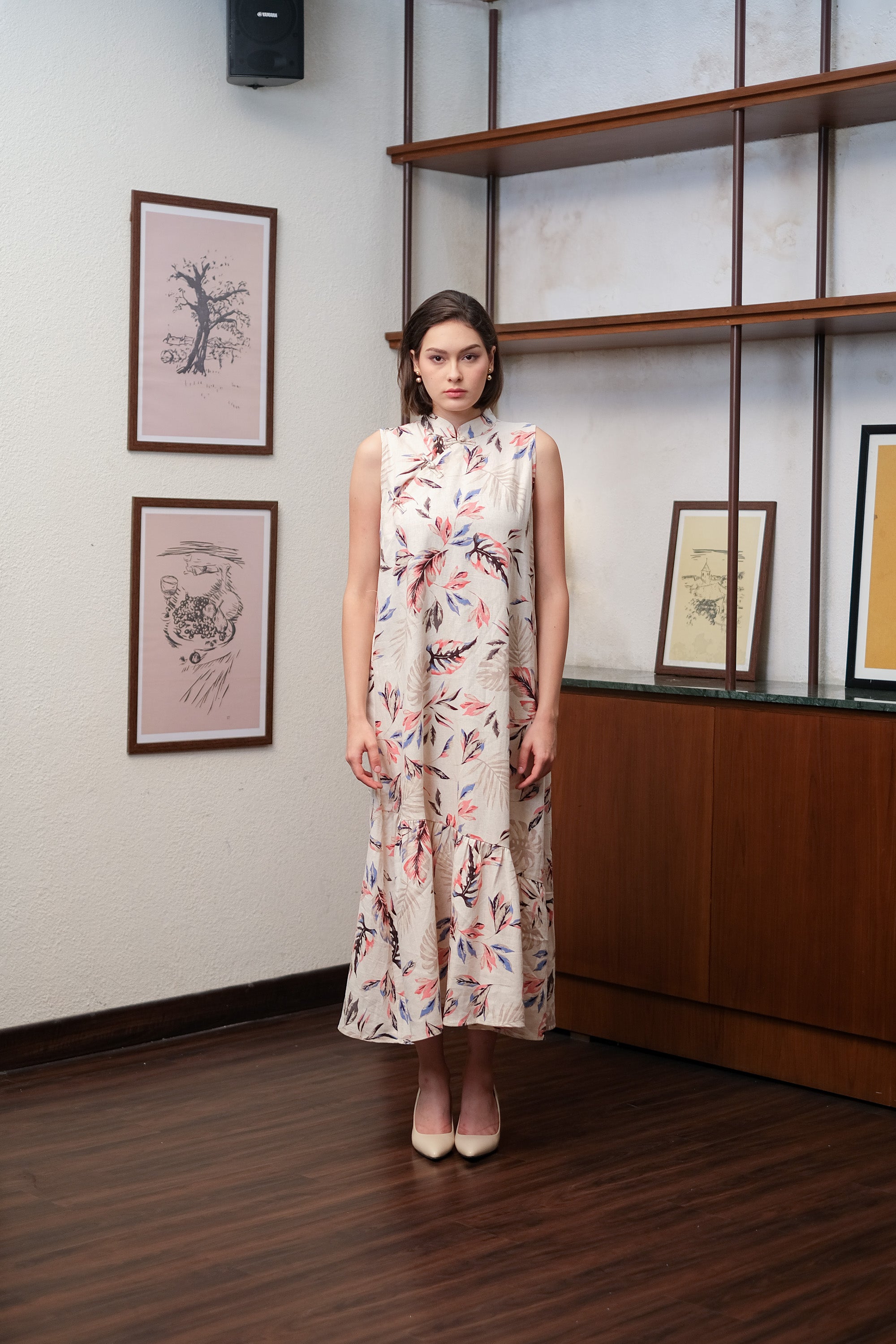 Asiro Vanya Dress Pakaian Wanita Tanpa Lengan Linen