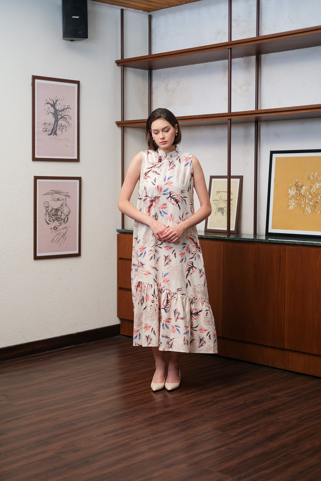 Asiro Vanya Dress Pakaian Wanita Tanpa Lengan Linen