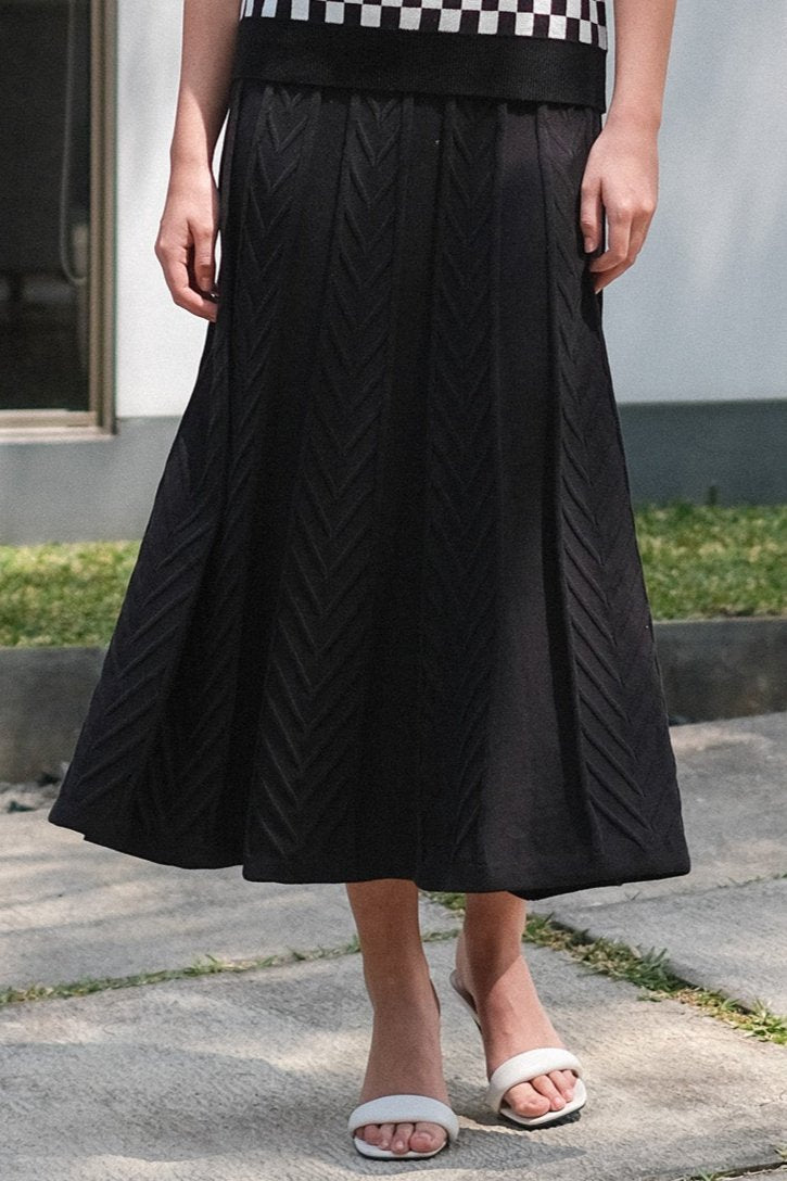 Asiro Elvina Knitted Skirt Black Rok Wanita