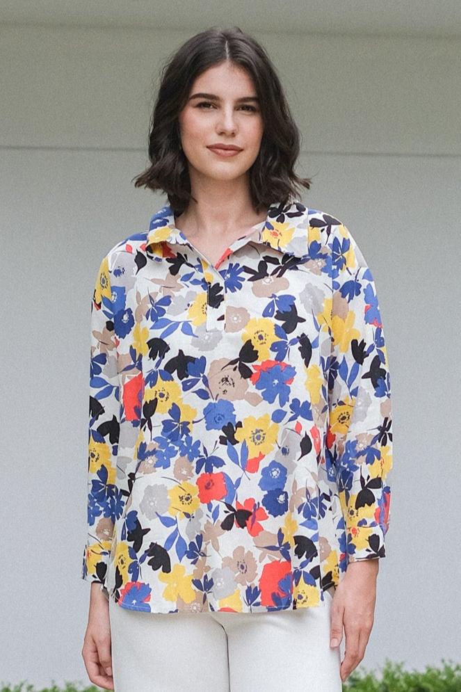 Asiro Shopia Pure Linen Blouse Multi Atasan Wanita