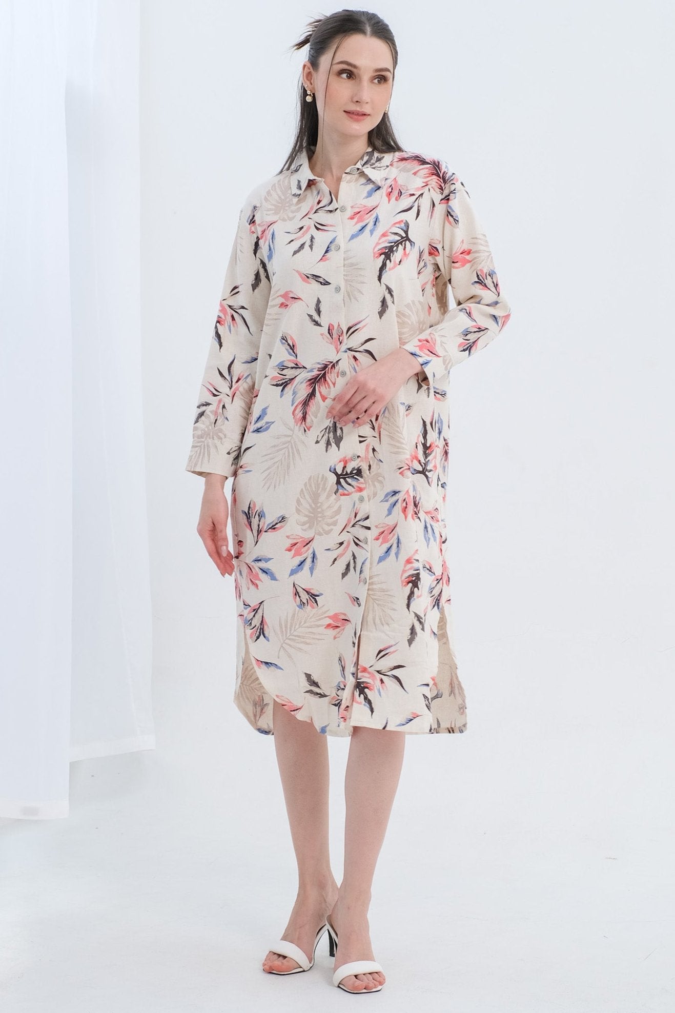 Asiro Ester Linen Dress Wanita Motif Kotak-Kotak