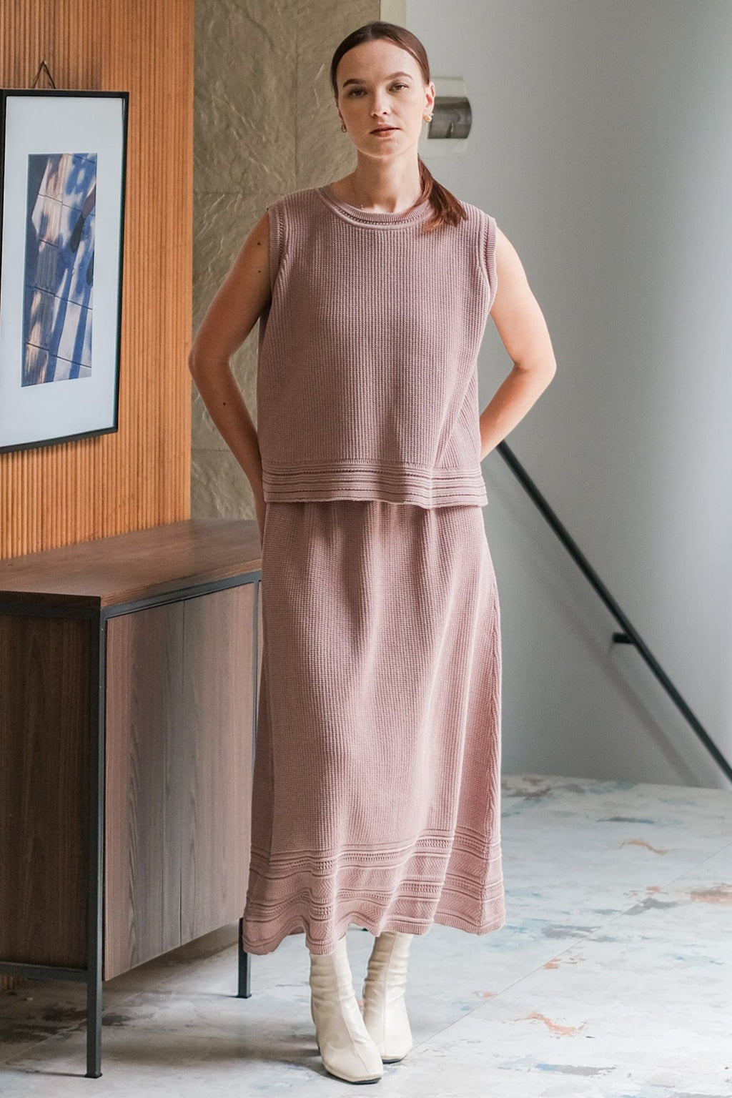 Asiro Ramy Top Onyx Skirt Knitted Set Wanita