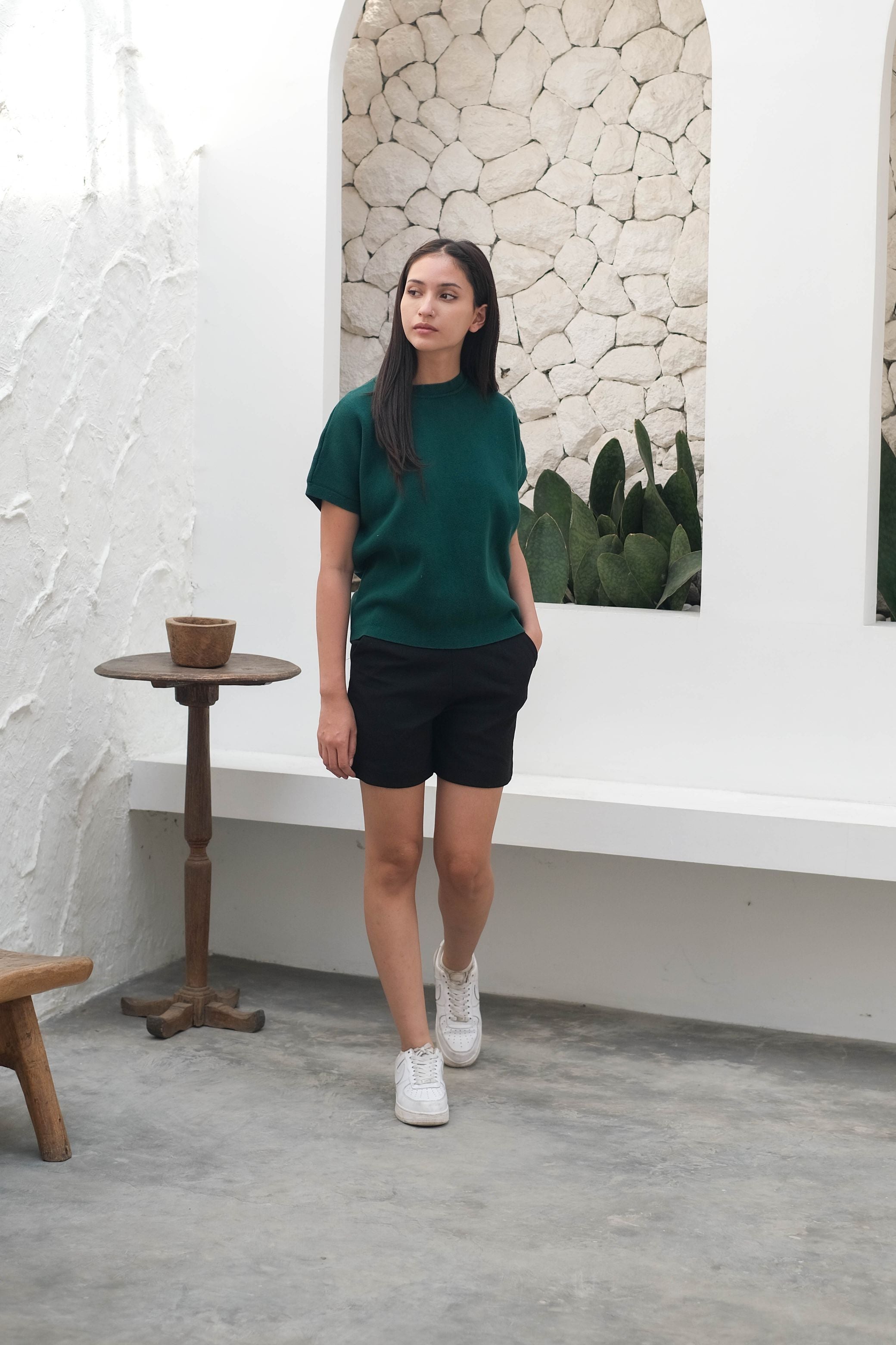 Roxy Knitted Blouse Emerald Green
