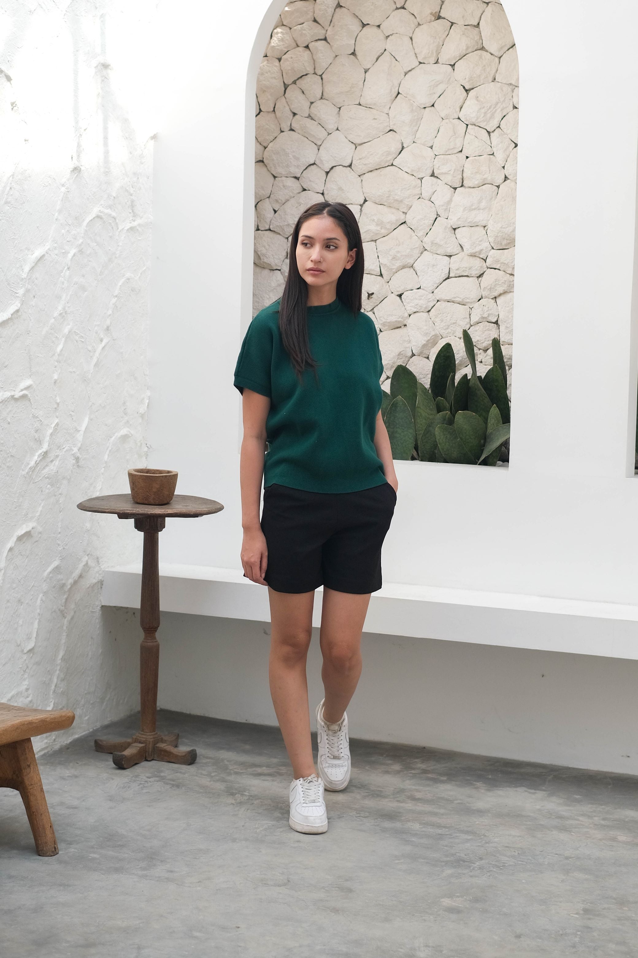 Roxy Knitted Blouse Emerald Green