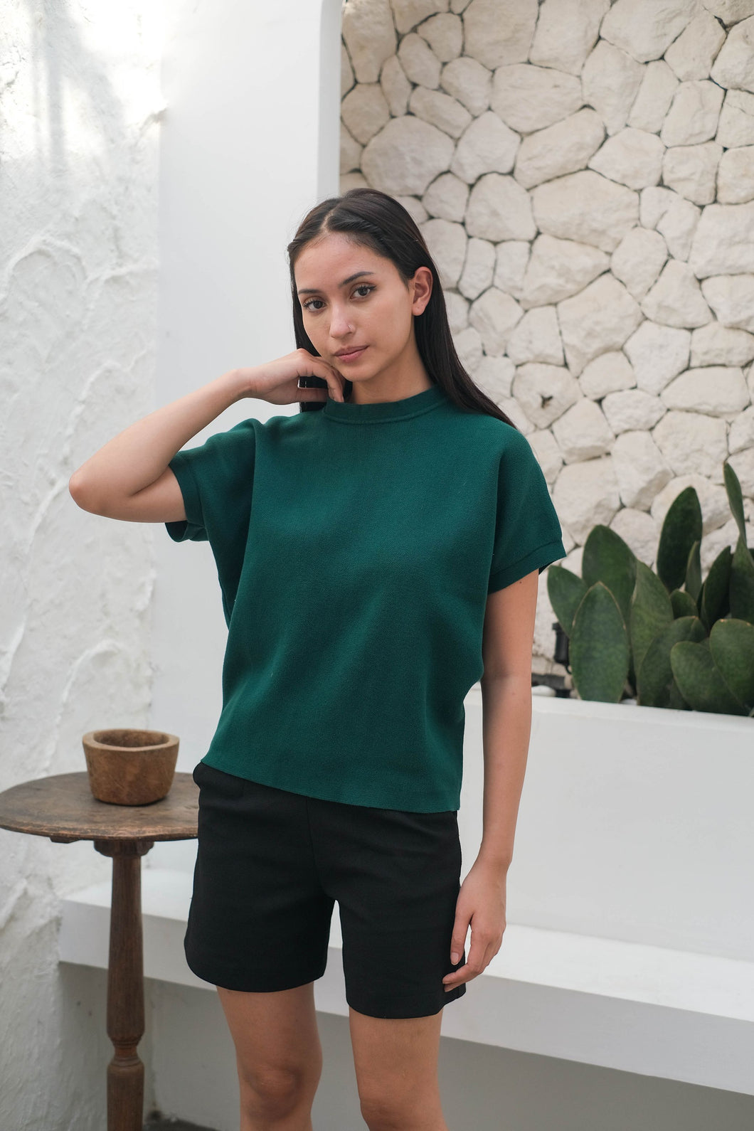 Roxy Knitted Blouse Emerald Green