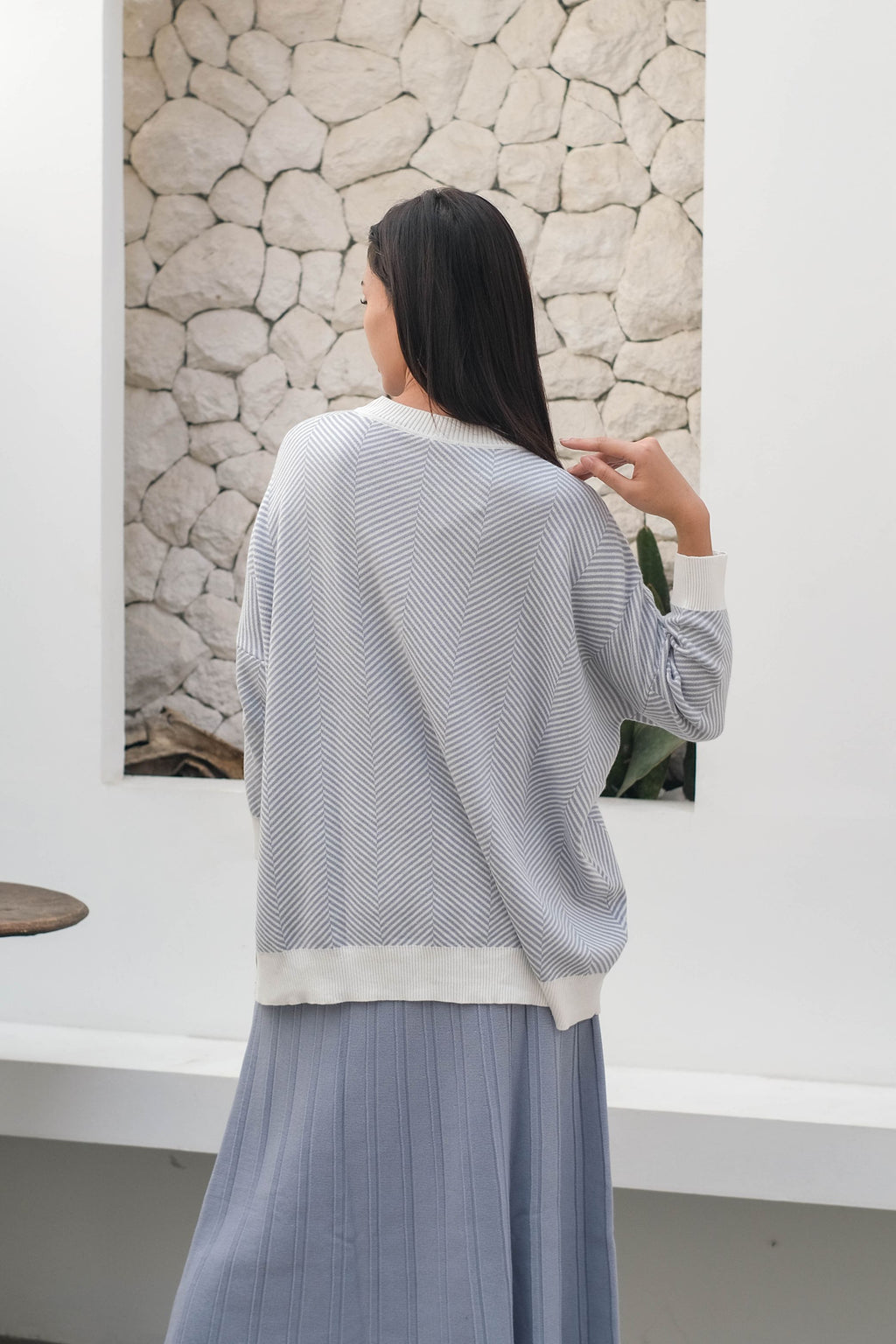 Victoria Knitted Blouse Cerulean
