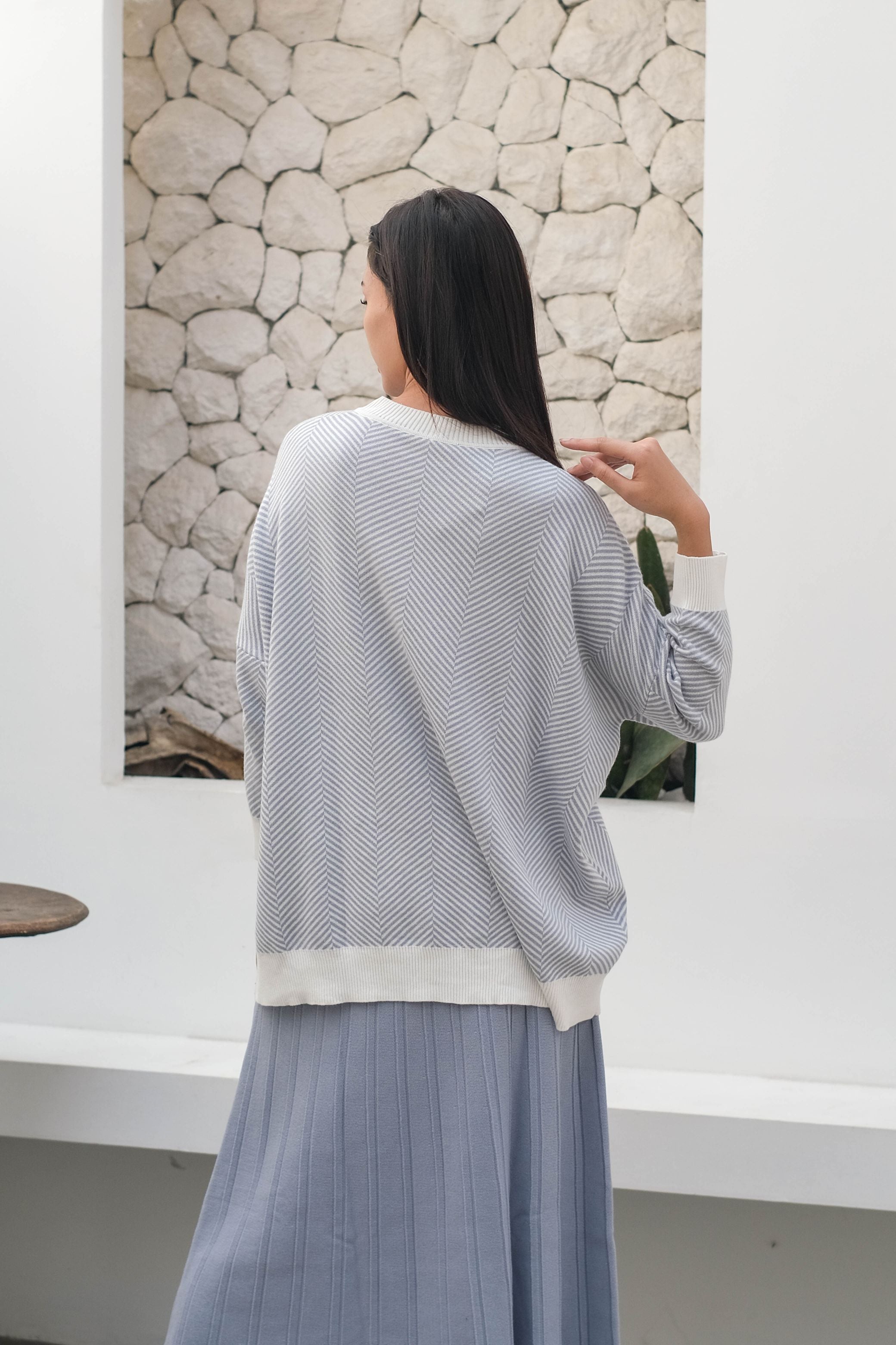 Victoria Knitted Blouse Cerulean