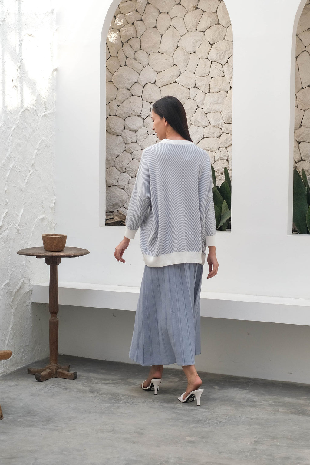Victoria Knitted Blouse Cerulean