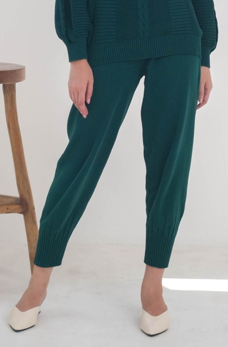 Cleva Knitted Pants Emerald Green