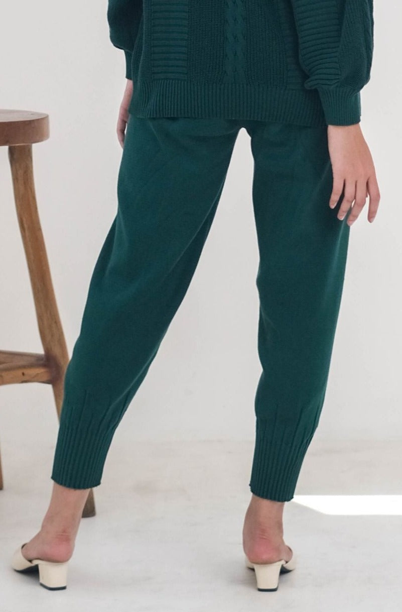 Cleva Knitted Pants Emerald Green