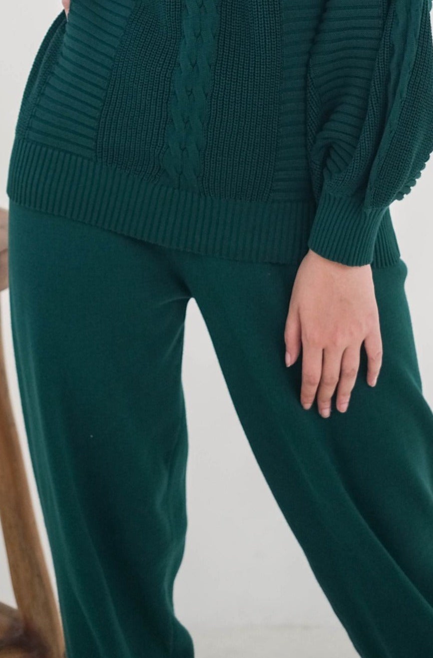 Cleva Knitted Pants Emerald Green
