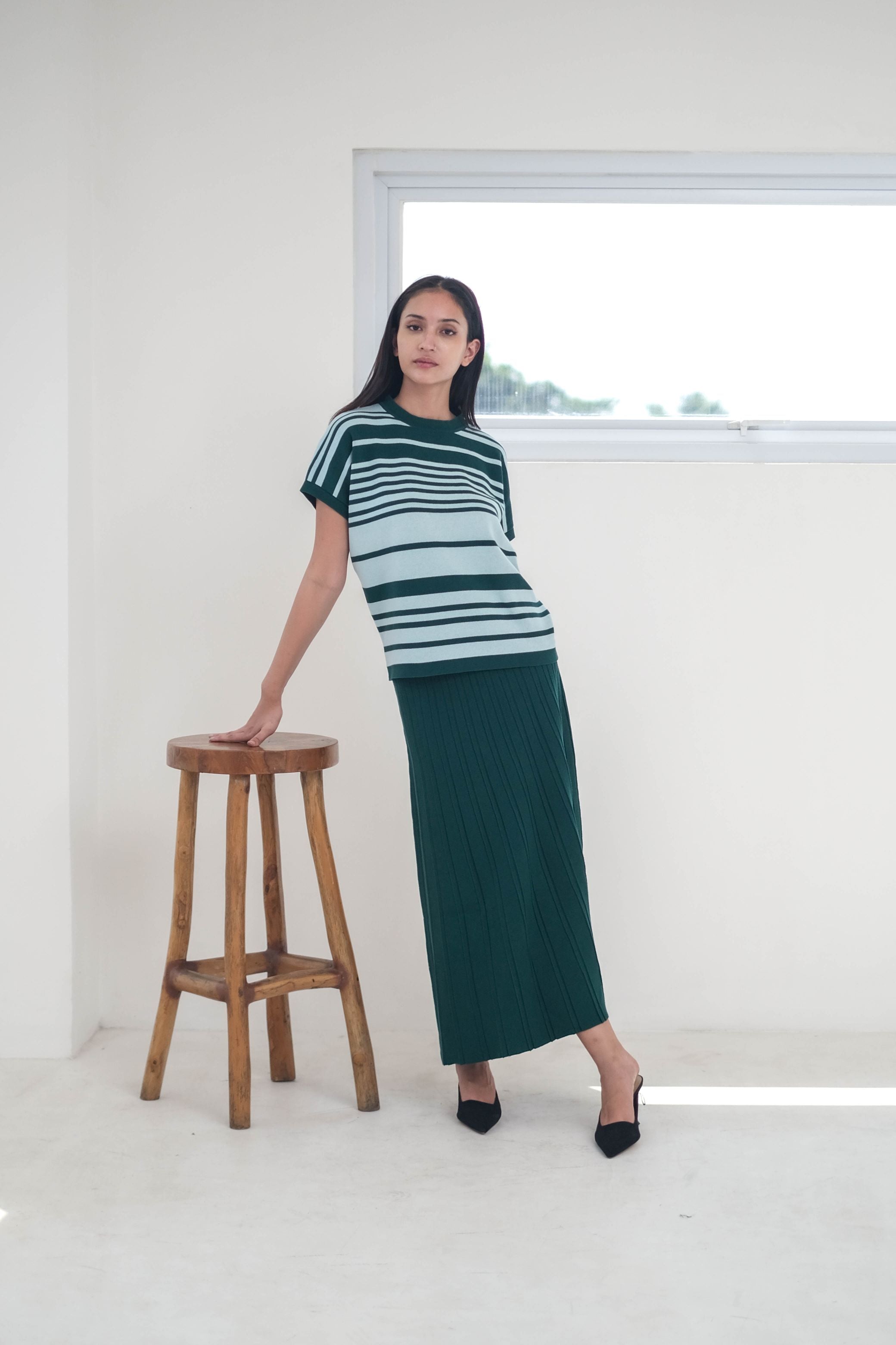 Libby Knitted Skirt Emerald Green
