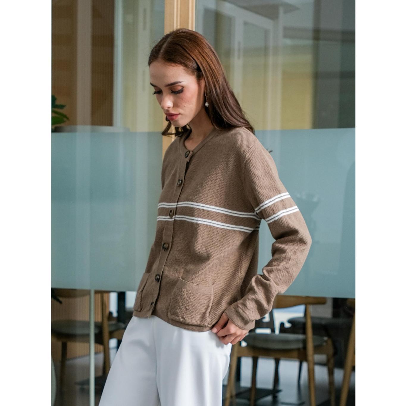 Asiro Zoe Top Knitted Outerwear Pakaian Atasan Wanita
