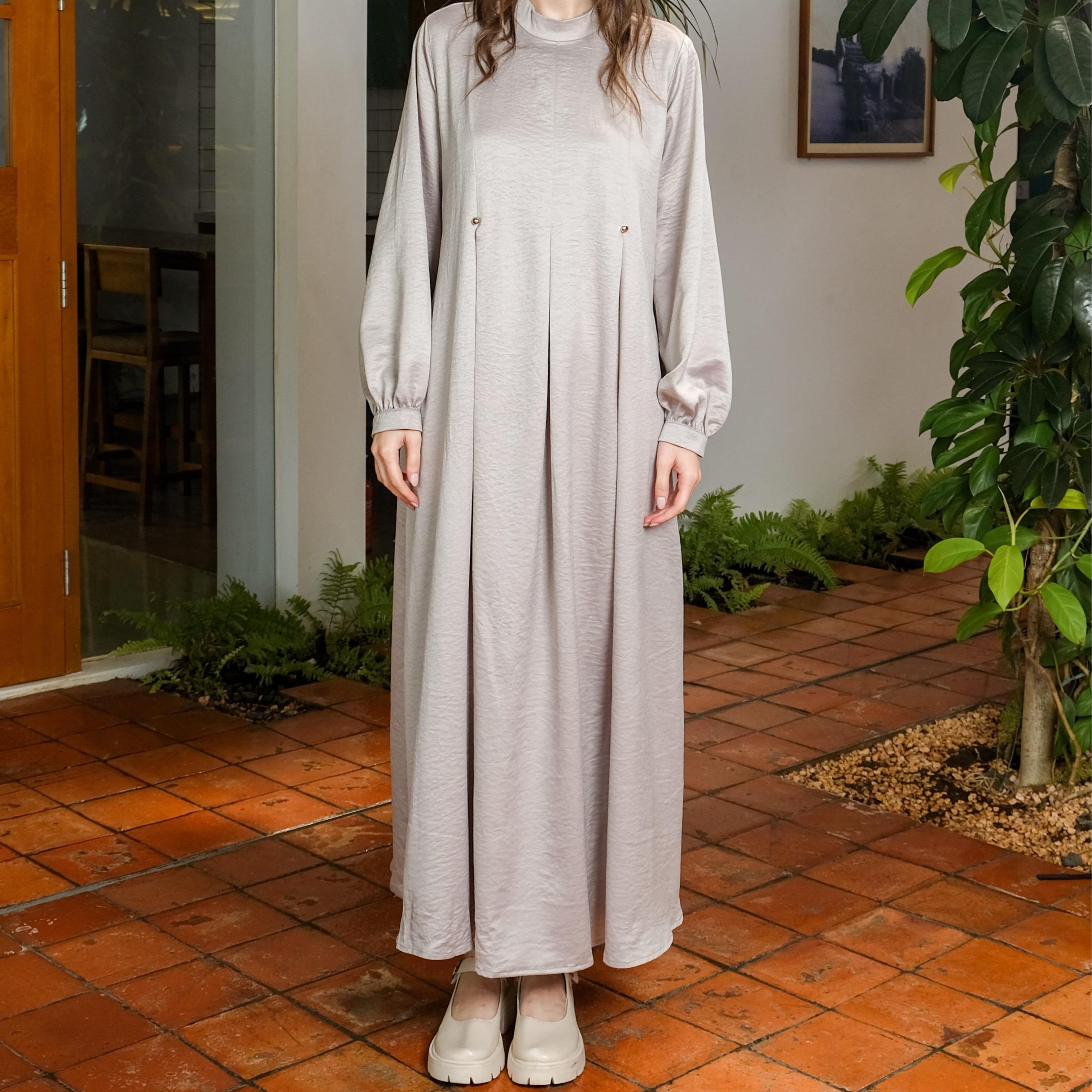 Asiro Najwa Cotton Flowy Dress Gaun Wanita Gamis Panjang Wanita Gamis Session Ramadhan Baju Lebaran 2026 Abaya Polos