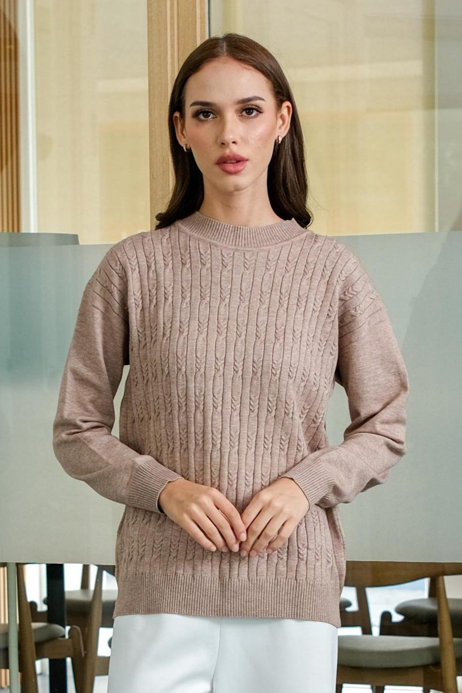Asiro Violet Top Knitted Outerwear Pakaian Atasan Wanita