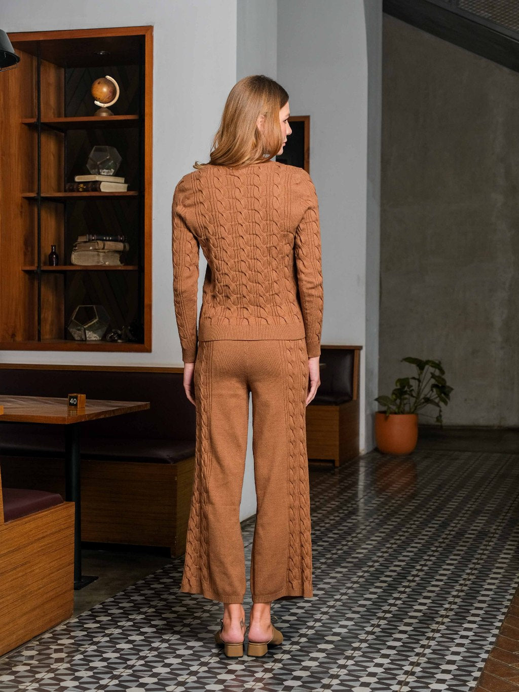 Asiro Nerva Blouse Knitted Kei Pants Knitted Set Wanita