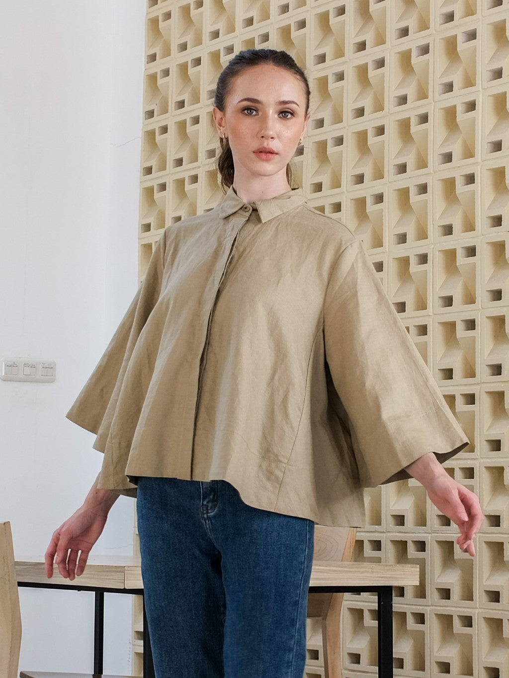 Asiro Kyo Linen Blouse Kemeja Atasan Wanita