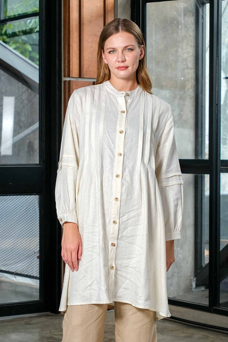 Asiro Poppy Top Blouse Linen Pakaian Atasan Wanita